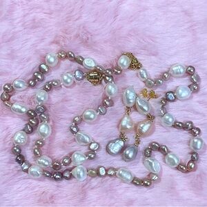 Natural Purple Pink Baroque South Sea Pearl Necklace Bracelet Earrings Set